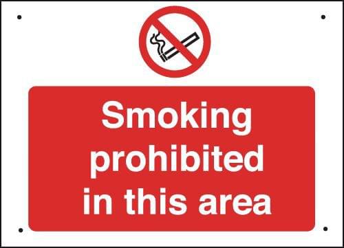 300x400mm Smoking prohibited in this area Vandal resistant sign