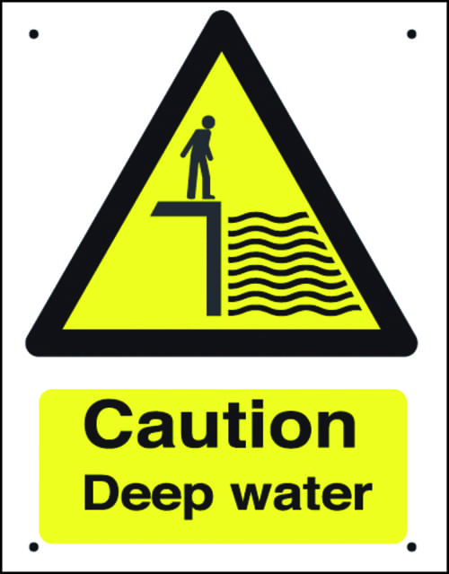 400x300mm Caution Deep water Vandal resistant sign