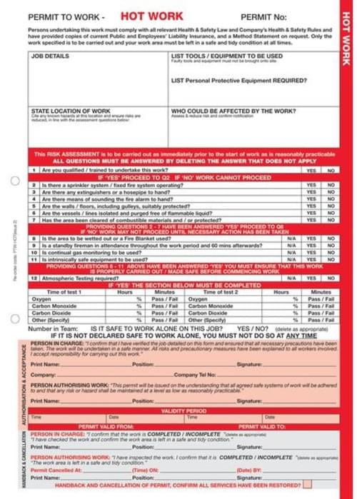 Hot Work - Permits to Work