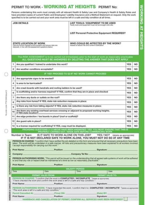 Working at Heights - Permits to Work