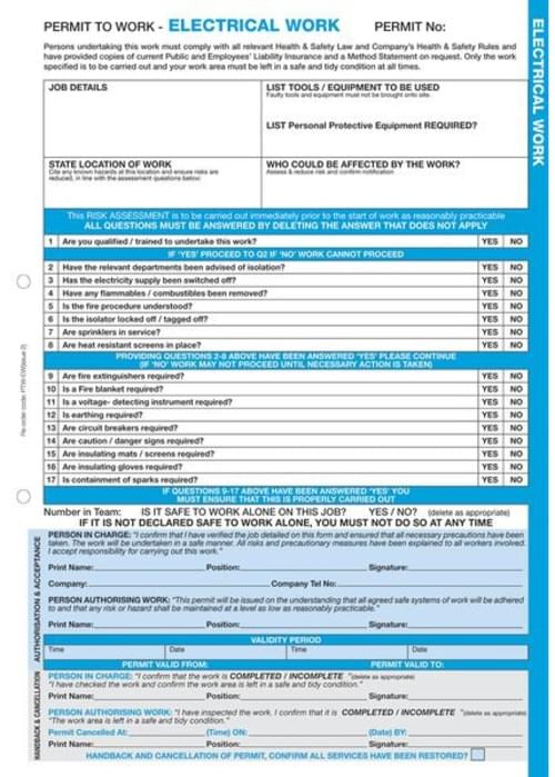 Electrical Work - Permits to Work