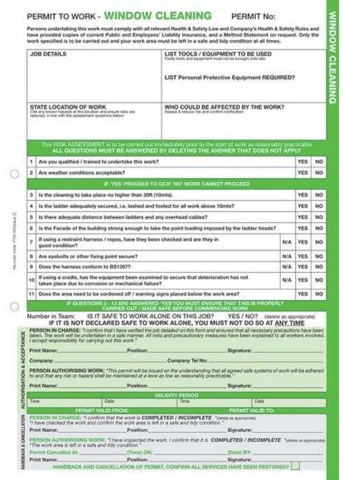 Window Cleaning - Permits to Work