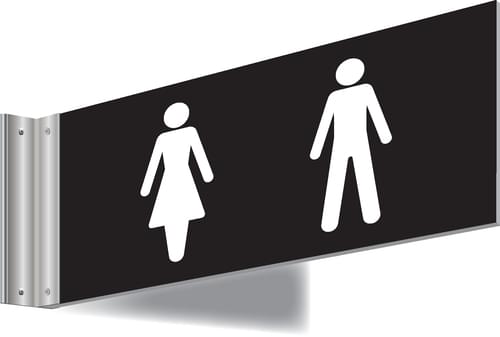 150x300mm Washroom Sign - T Bar - white text on black background