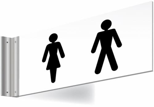 150x300mm Washroom Sign - T Bar - black text on white background