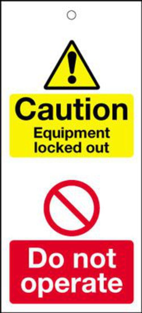 110x50mm Caution equipment locked out Do not operate Maintenance Safety Tag