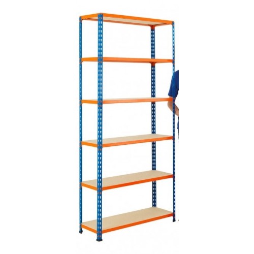 BiG340 Blue & Orange 1980mm High Shelving With Chipboard Shelves