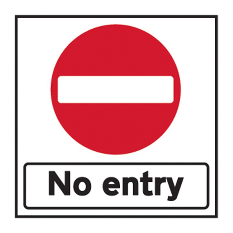'No Entry' Temporary Road Sign with Frame, Zintec with channel (750mm x 750mm)