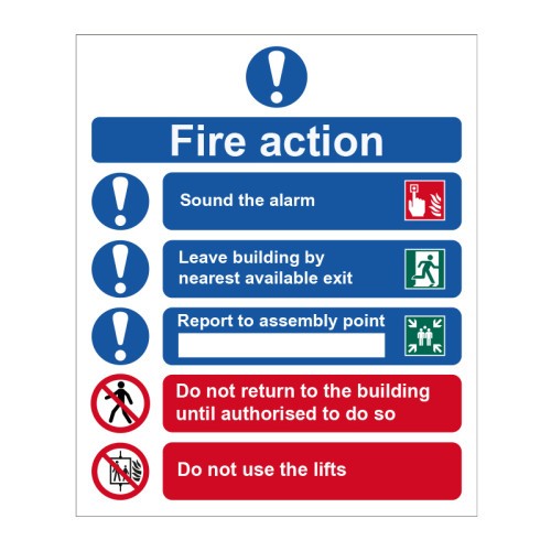 Fire Action - Self-Adhesive Plastic, 148 x 200mm