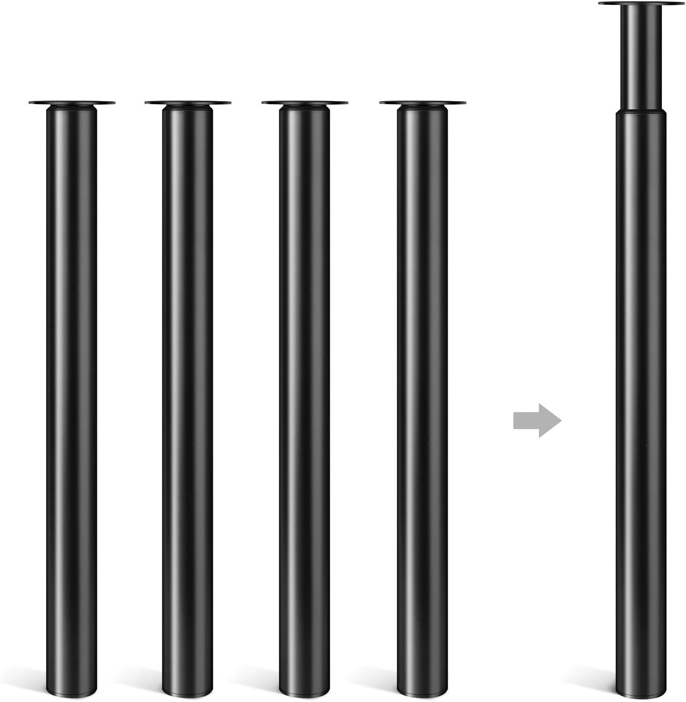Adjustable Table Legs - 4 Pack, Black