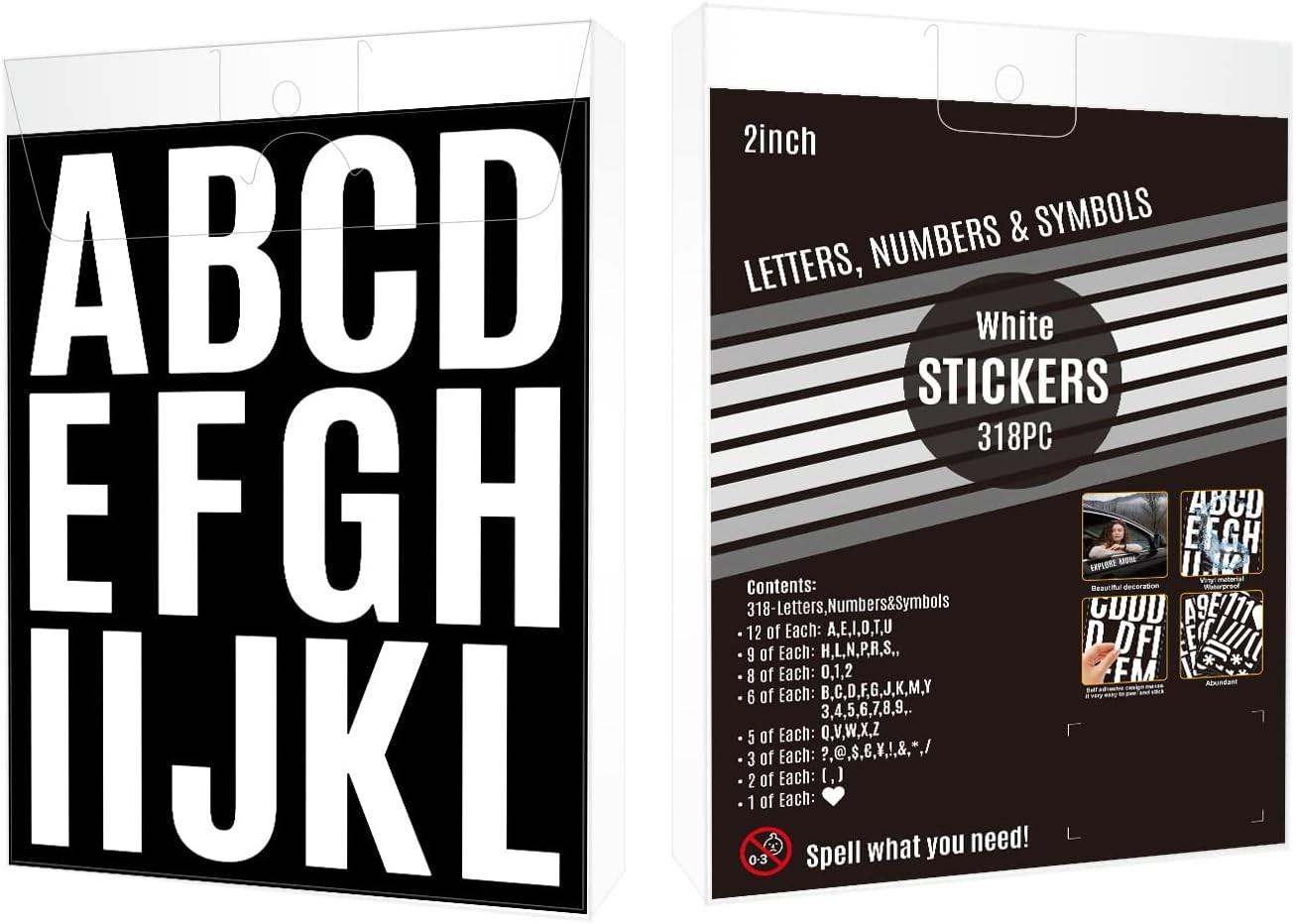 White Self-Adhesive Letters and Numbers - 318 Pack
