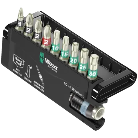 Wera BC10/9 BITCHECK PH/PZ/TX/QR STAINLESS TORSION 10PC