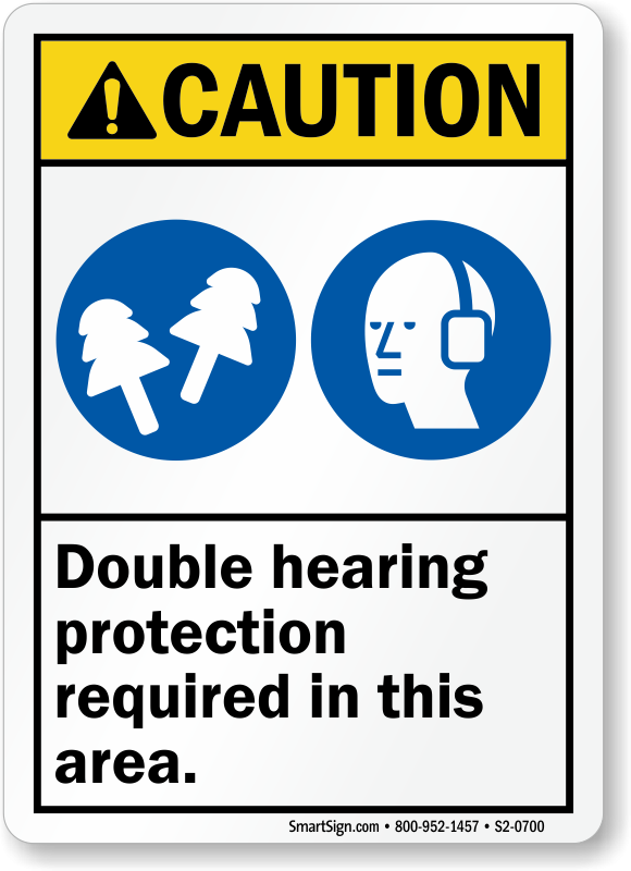 Double Hearing Protection Signage - A5, 1.2mm Polypropylene