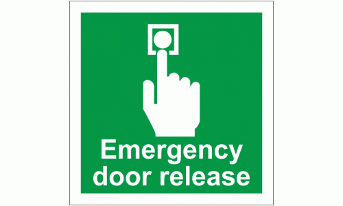 Emergency Door Release Sign - 100 x 100mm Reflective