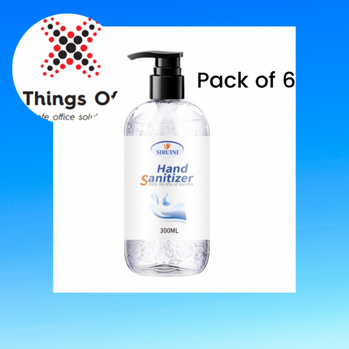 6 Pack of Siruini Hand Sanitiser 300ml Pump Action Bottles