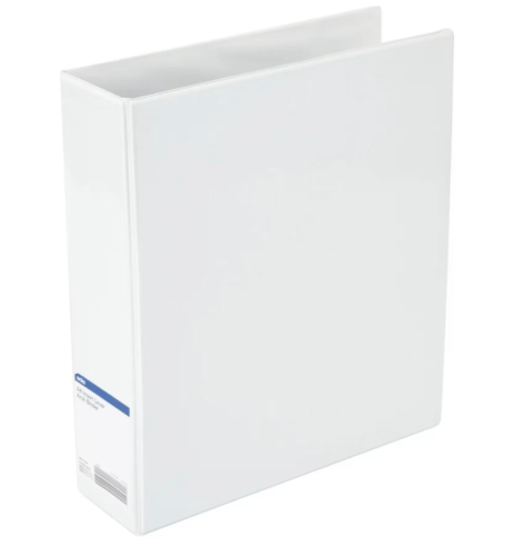 A4 PVC Lever Arch Binder White A4 Pocket to Front, 1/2 Pocket on Spine x 12