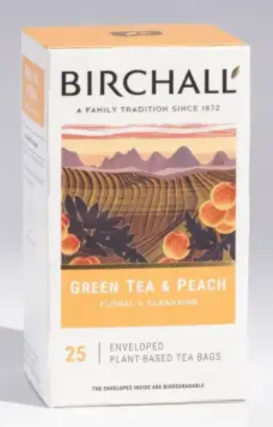 Birchall Green Tea & Peach Plant Based Prism Envelope Tea Bags x 200