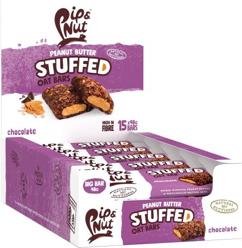 Pip & Nut Peanut Butter Stuffed Oat Bar Chocolate (Vegan) (B Corp) 48g x 15