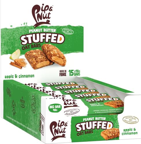 Pip & Nut Peanut Butter Stuffed Oat Bar Apple & Cinnamon (Vegan) (B Corp) 48g x 15