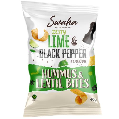 Swaha Lentil Hummus Bites Lime & Black Pepper (Vegan) 40g x 24
