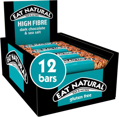 Eat Natural Fibre Dark Chocolate & Sea Salt (GF) 40g x 12