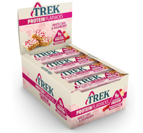 TREK Protein Flapjack White Chocolate & Raspberry (GF) (Vegan) 50g x 16