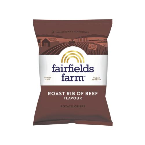 Fairfields Farm Crisps Roast Rib of Beef Crisps (Vegan) (GF) 40g x 36