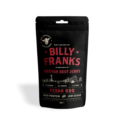 Billy Franks British Beef Jerky Texan BBQ (GF) 30g x 3
