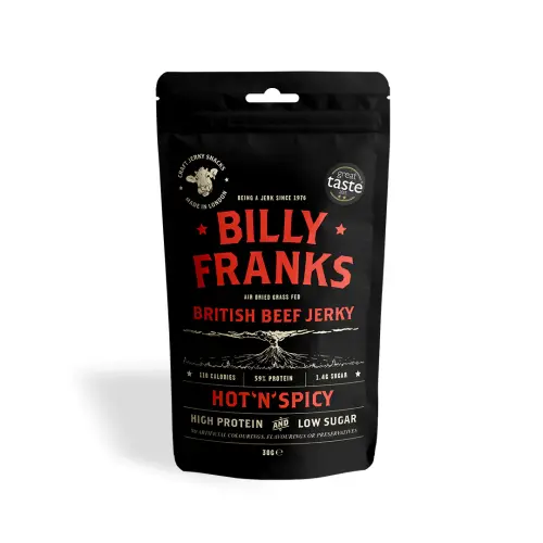 Billy Franks British Beef Jerky Hot n Spicy (GF) 30g x 3
