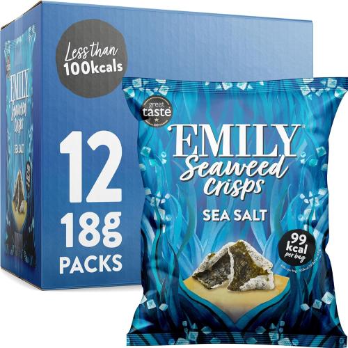 Emily Seaweed Crisps Sea Salted (Vegan) (GF) (B Corp) 18g x 12