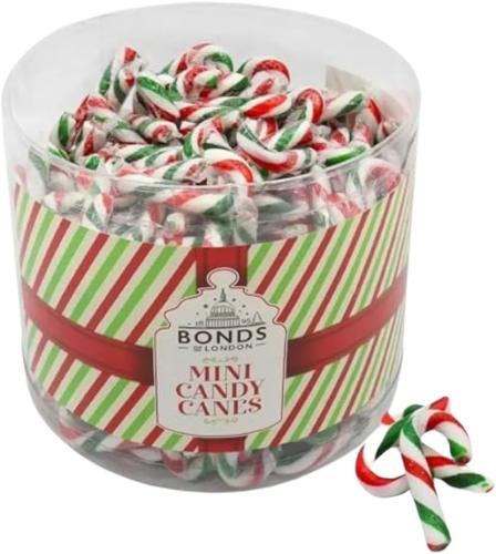Bonds Mini Christmas Candy Canes Peppermint Wrapped 5g Tub of 250