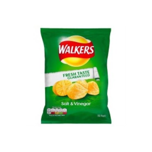Walkers Salt and Vinegar Crisps 32g bags - Pack of 32