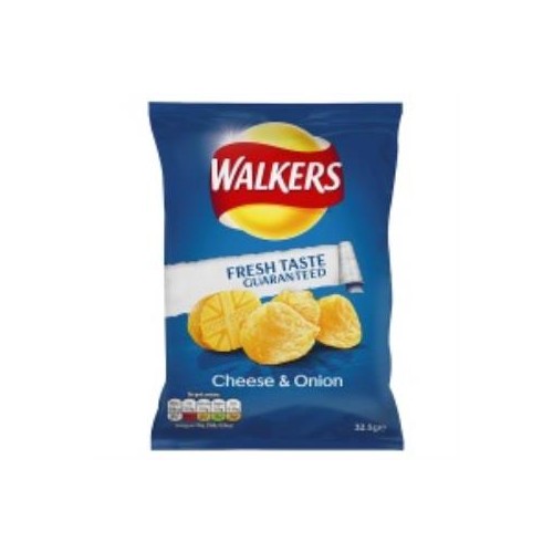 Walkers Cheese and Onion Crisps 32g Bags - Pack of 32