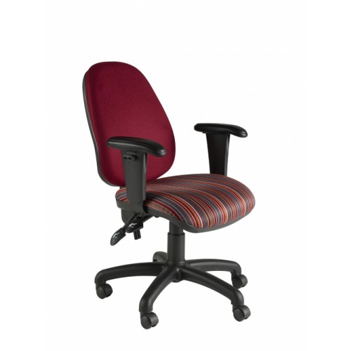 High Back Operator Chair with Height Adjustable Arms (Twin Lever on Castors)