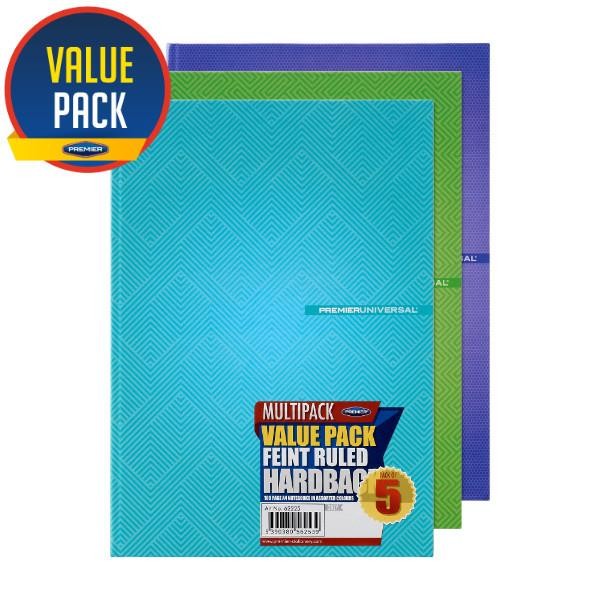 Pkt.5 A4 160pg Hardcover Notebook Pastel