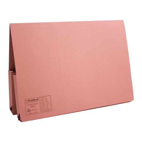 Bomfords Double Pocket Wallets Manilla Foolscap Pink