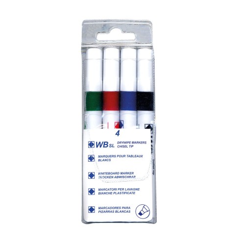 Whiteboard Marker Chisel Tip Assrtd Pk4