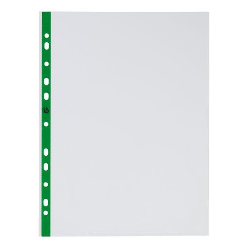 A4 Delux Punched Pocket Green Stripe Top Opening