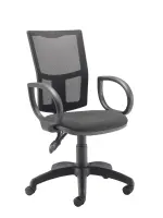 Versi 2 Lever Mesh Operator Chair Fixed Arms Charcoal