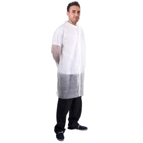 Non Woven Visitor Coats White With Velcro