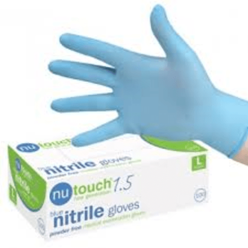 Nitrile Glove Blue Powder Free Size Large Bx100