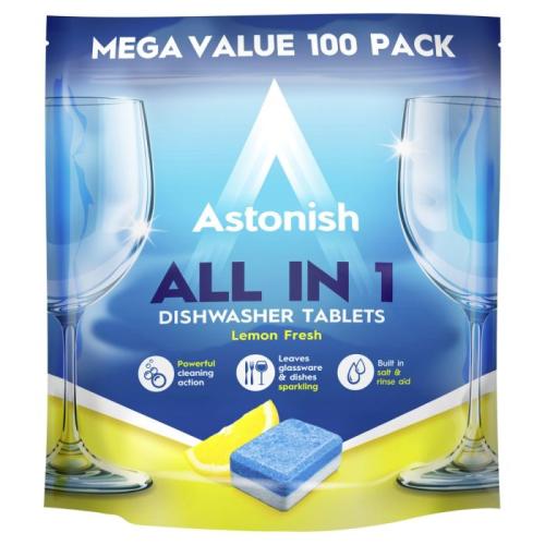 Astonish All In 1 Powerful Cleaning Dishwasher Tablets Lemon Fresh with Salt and Rinse Aid