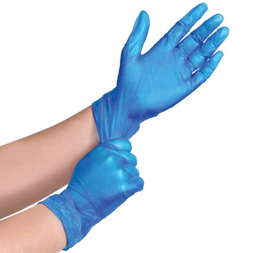 100 x Blue Vinyl Powder Free Gloves - Medium
