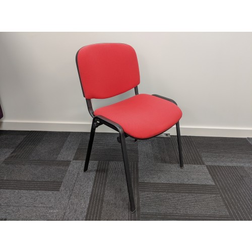 Ex-Display Taurus meeting room stackable chair with black frame and no arms - red