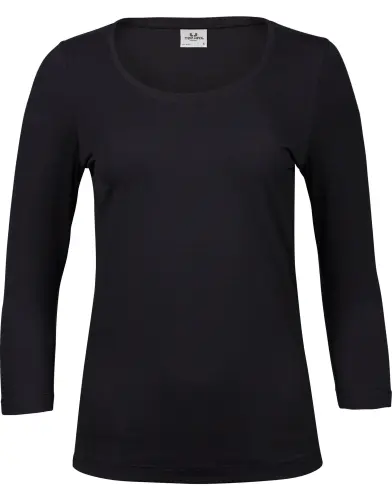 T Jays Ladies Stretch 3/4 Sleeve T Black Med