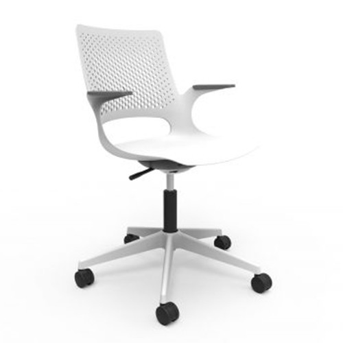 Ex-Display Solus White mesh back operators chair with plastic seat