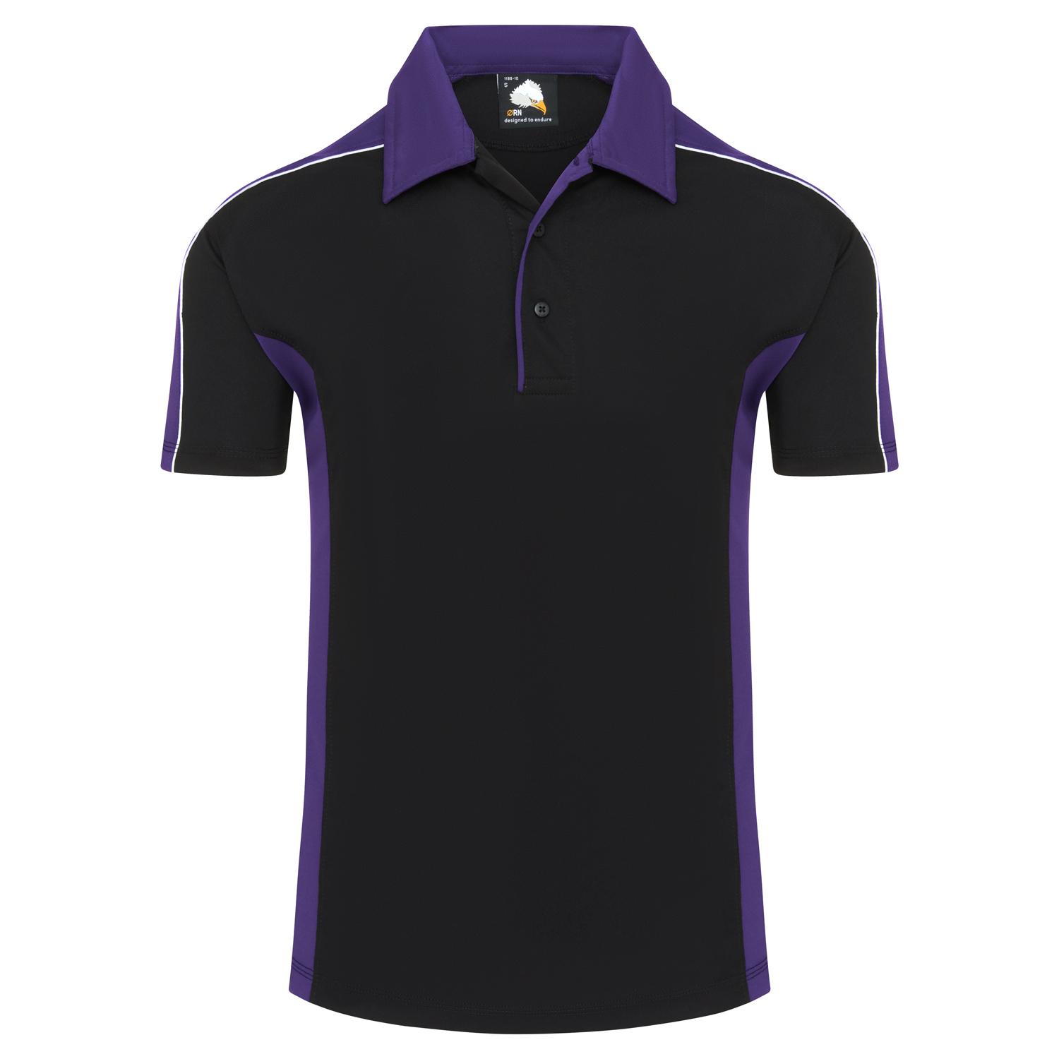 Avocet Wicking Poloshirt - Black - Purple - L Short Sleeve Polos 1198.BKPU.L Active Group  | Business Supplies. Workwear. Furniture. Promotional Merchandise. Business Technology