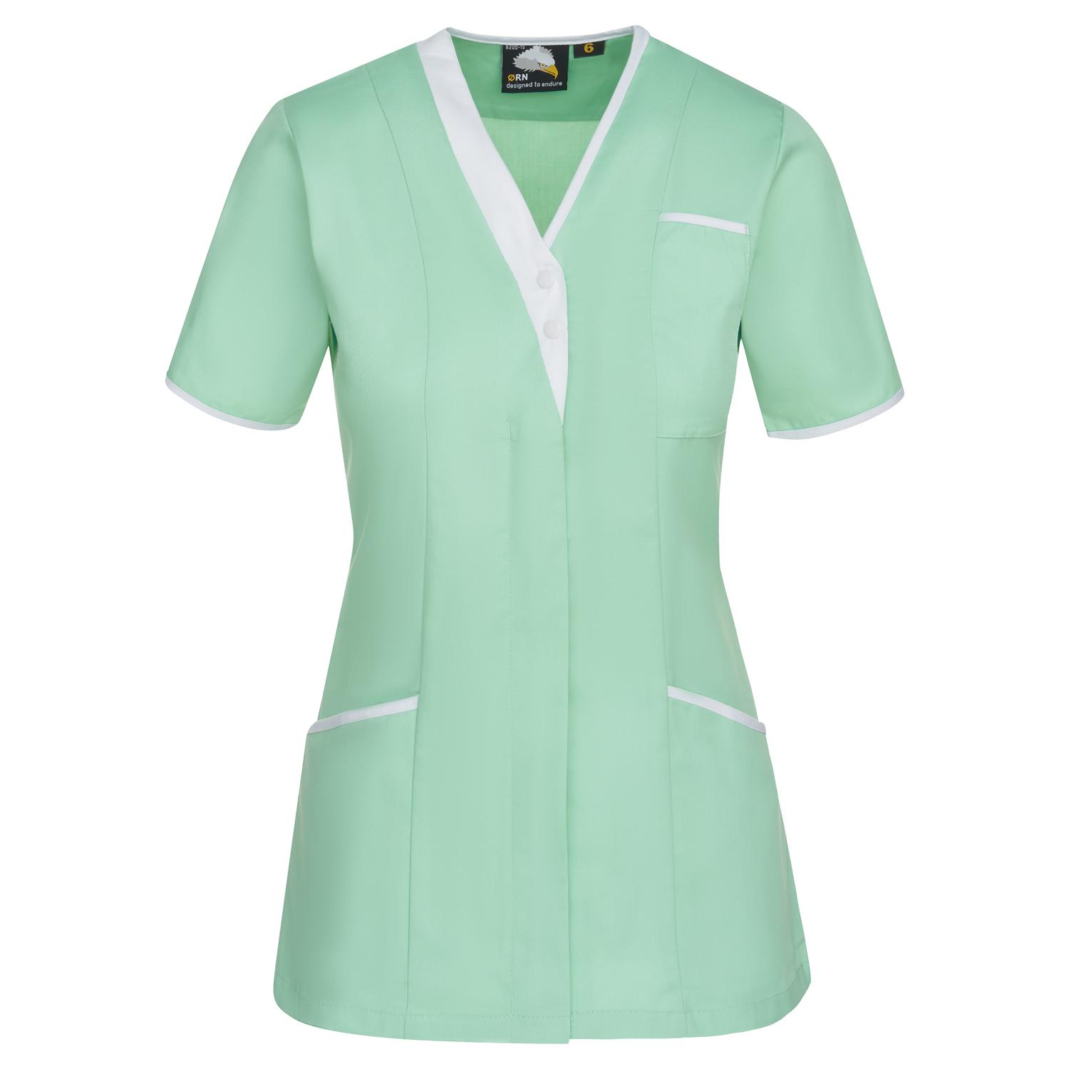 Tonia V-Neck Tunic - Eau De Nil - White - 10 Tunics 8200.EAWH.10 Active Group  | Business Supplies. Workwear. Furniture. Promotional Merchandise. Business Technology