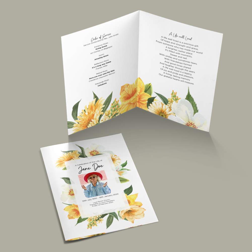 150 Order of Service Printed Products PROOS150