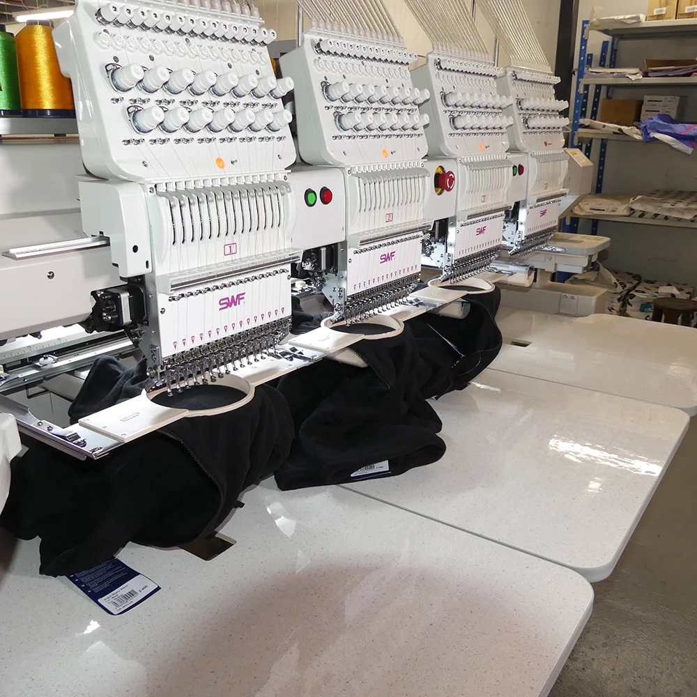 Embroidered logos on workwear or PPE
