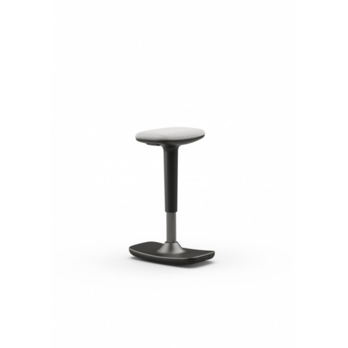 TOM Cloud Height Adjustable Stool with a Grey Bondai Fabric Seat and a Black Metal Leg